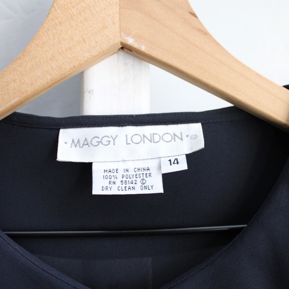 Vintage Maggy London Blue Sheer Button-Up  Top - Picture 5 of 5